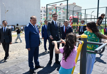 Samuxda “Sağlam məhəllə” layihəsi çərçivəsində yeni İdman zonasının açılışı keçirilib