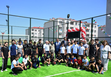 Samuxda “Sağlam məhəllə” layihəsi çərçivəsində yeni İdman zonasının açılışı keçirilib