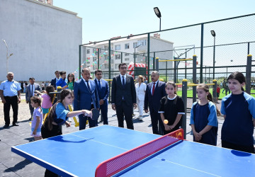 Samuxda “Sağlam məhəllə” layihəsi çərçivəsində yeni İdman zonasının açılışı keçirilib